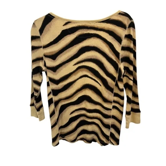 L-RL Lauren Active Ralph Lauren Black Brown 3/4 Sleeve Henley Top Size Large - Picture 2 of 4